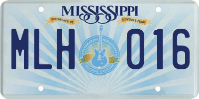 MS license plate MLH016