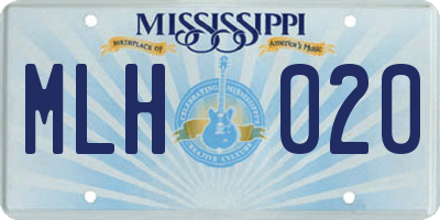 MS license plate MLH020