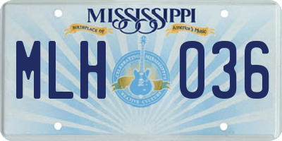 MS license plate MLH036