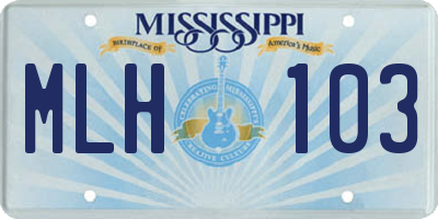 MS license plate MLH103