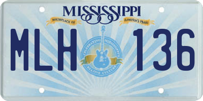 MS license plate MLH136