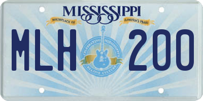 MS license plate MLH200
