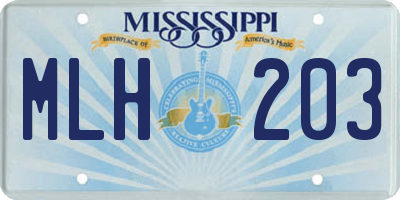MS license plate MLH203