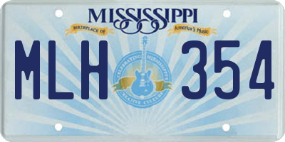 MS license plate MLH354