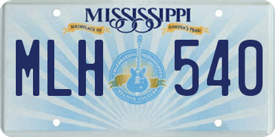 MS license plate MLH540
