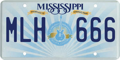 MS license plate MLH666