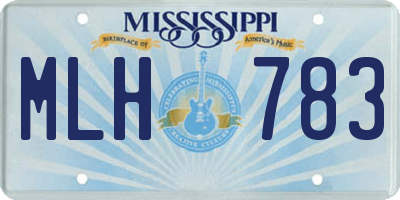 MS license plate MLH783