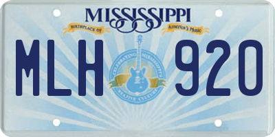 MS license plate MLH920
