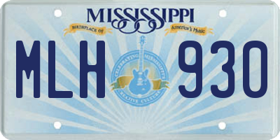 MS license plate MLH930