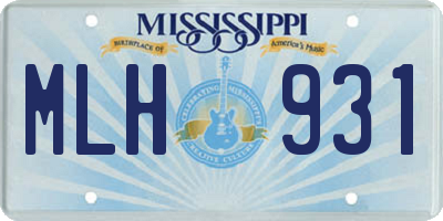 MS license plate MLH931