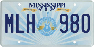MS license plate MLH980