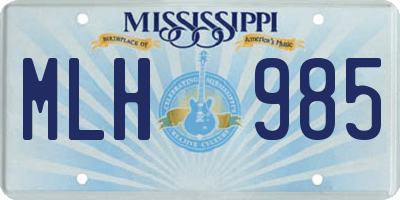 MS license plate MLH985