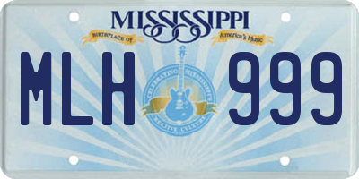 MS license plate MLH999