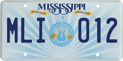 MS license plate MLI012