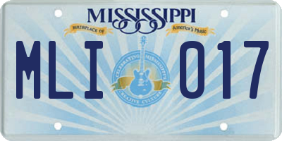 MS license plate MLI017