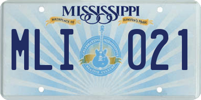 MS license plate MLI021