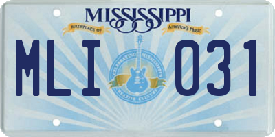 MS license plate MLI031
