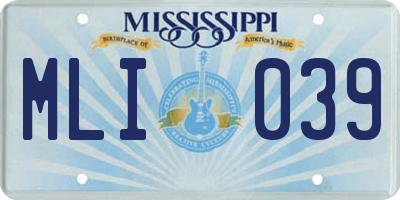 MS license plate MLI039