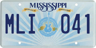 MS license plate MLI041