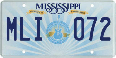 MS license plate MLI072
