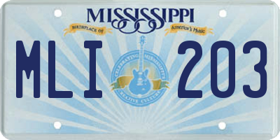 MS license plate MLI203