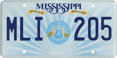 MS license plate MLI205