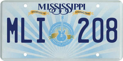 MS license plate MLI208