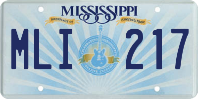 MS license plate MLI217