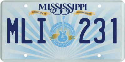 MS license plate MLI231