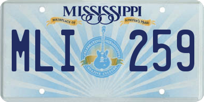 MS license plate MLI259