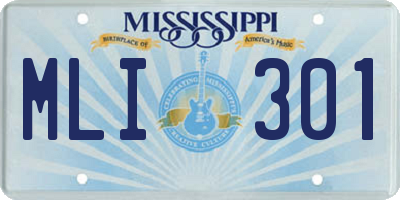 MS license plate MLI301