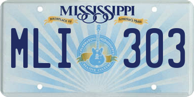 MS license plate MLI303
