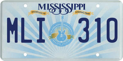MS license plate MLI310