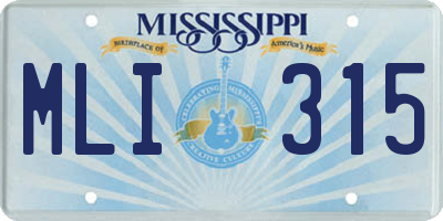 MS license plate MLI315