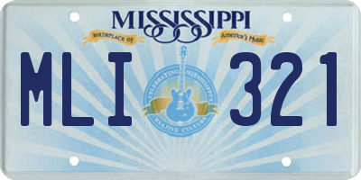 MS license plate MLI321