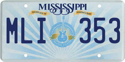 MS license plate MLI353
