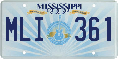 MS license plate MLI361