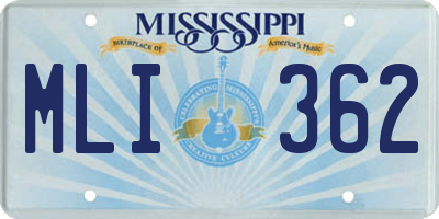 MS license plate MLI362