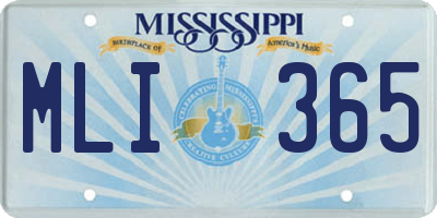 MS license plate MLI365