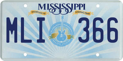 MS license plate MLI366