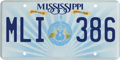 MS license plate MLI386