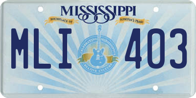 MS license plate MLI403