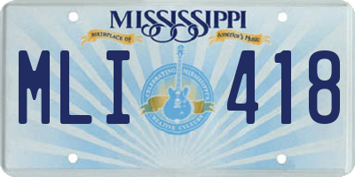 MS license plate MLI418