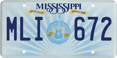 MS license plate MLI672