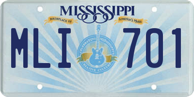 MS license plate MLI701