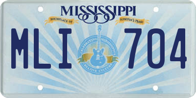 MS license plate MLI704