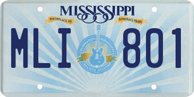 MS license plate MLI801