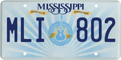 MS license plate MLI802