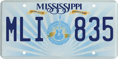 MS license plate MLI835