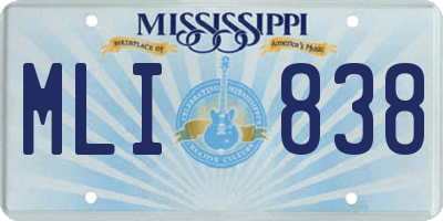 MS license plate MLI838
